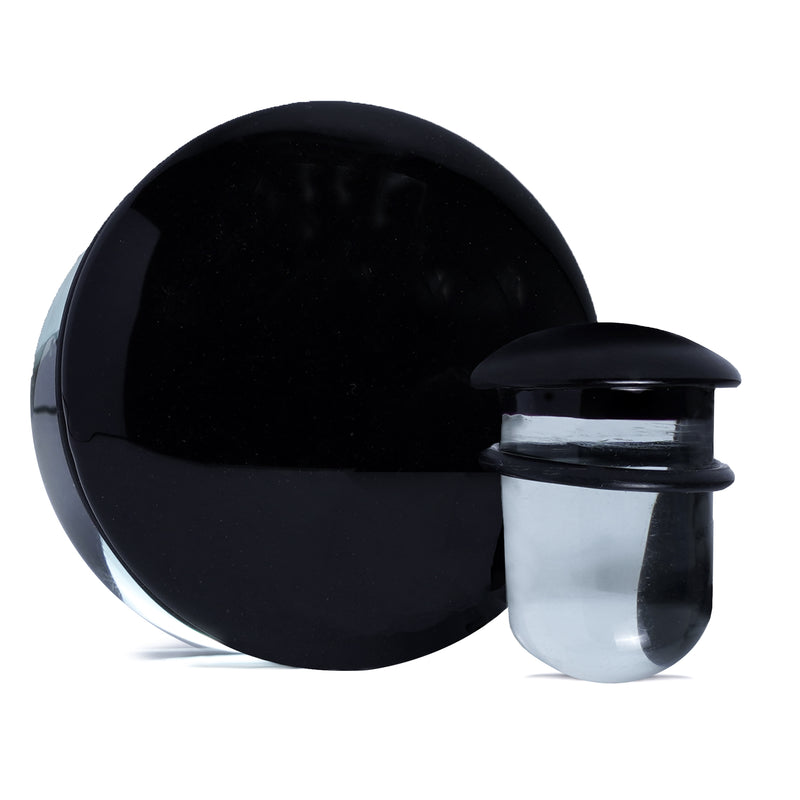 Clear & Black Single Flare Glass Plug / Gauge
