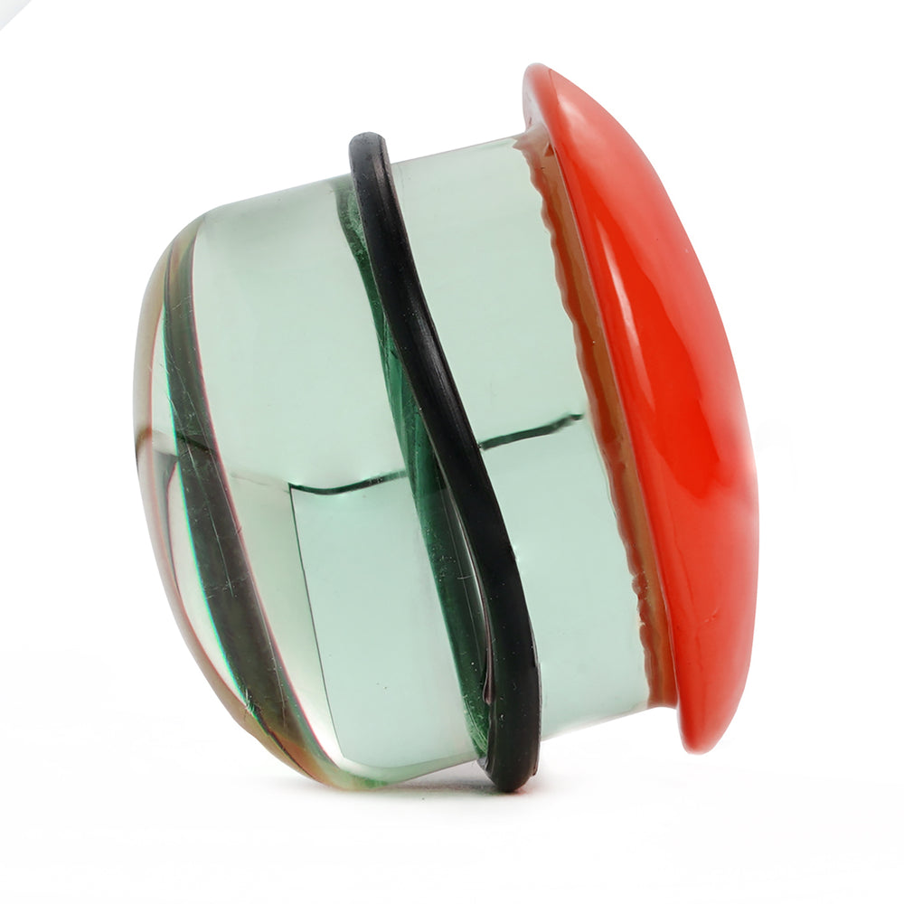 Klar & Rot Single Flare Glas Plug / Gauge