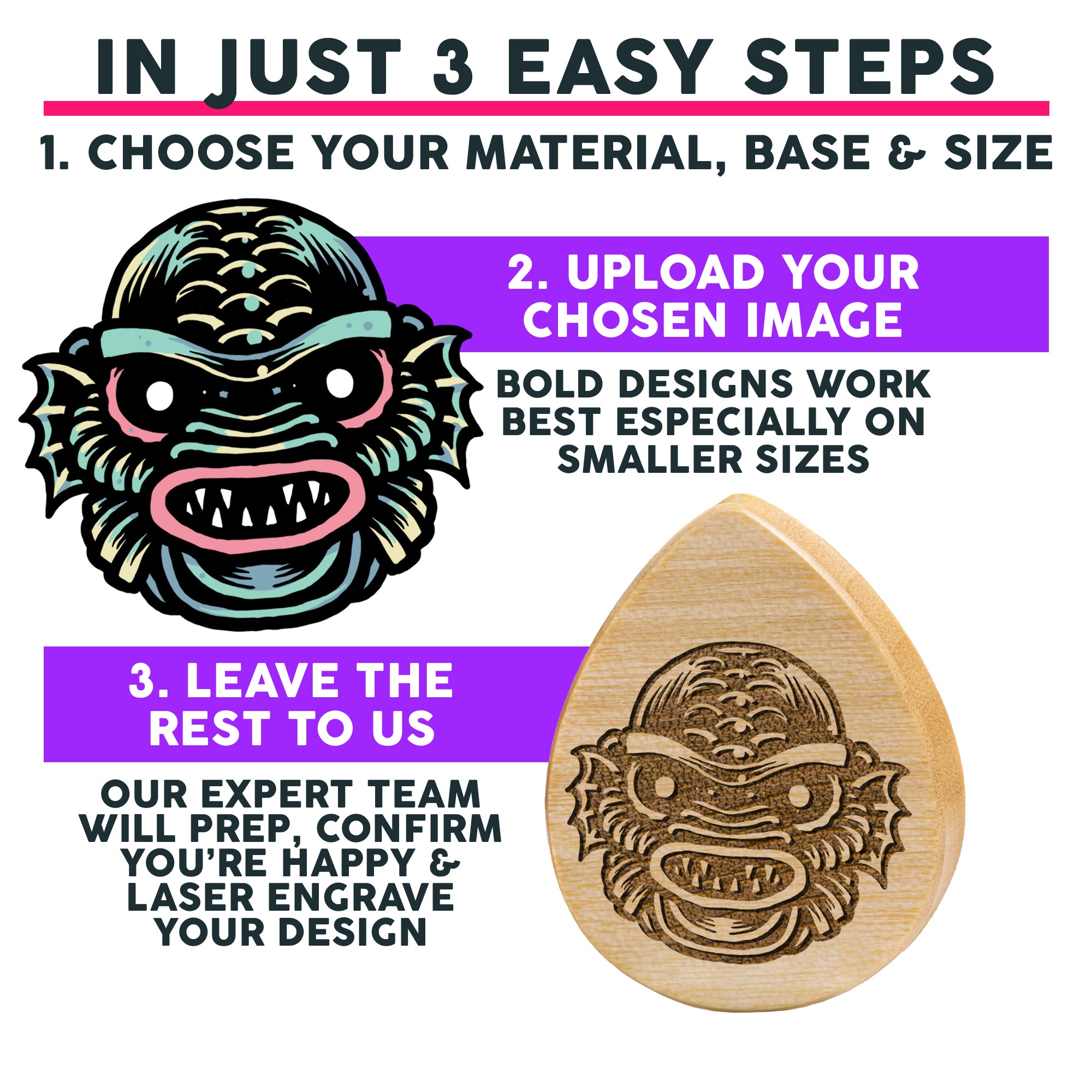 Make Your Own Plug / Gauge - Teardrop Crocodile Wood | Flat Faced Double Flare
