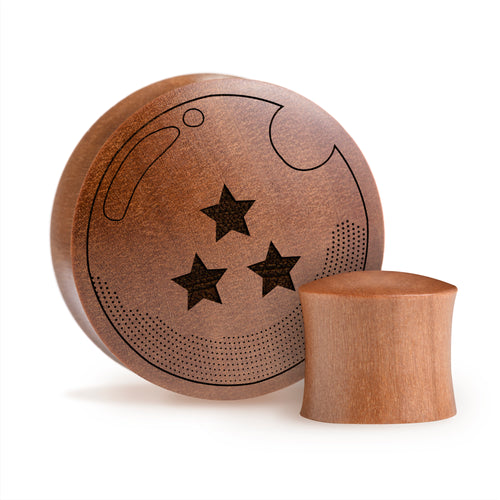 3 Star Dragon Ball Z Plug / Gauge - Saba Wood | Convex Double Flare