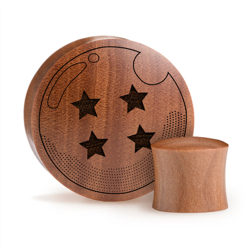 4 Sterne Dragon Ball Z Plug / gauge - Saba Wood | Konvexe Doppelaufgeweitet