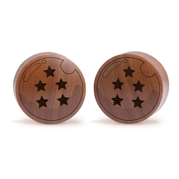 5 Star Dragon Ball Z Plug / Gauge - Saba Wood | Convex Double Flare