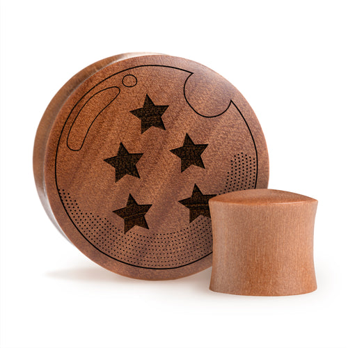 5 Star Dragon Ball Z Plug / Gauge - Saba Wood | Convex Double Flare