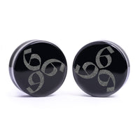 Plug / Gauge 666 gothique - Verre noir | Face plate double évasé