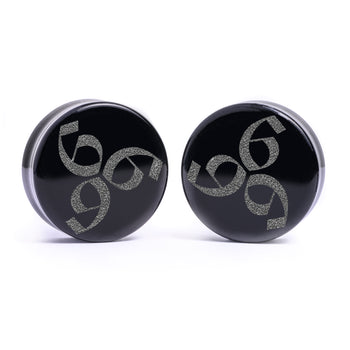 666 Gothic Plug / Gauge - Black Glass | Flat Faced Double Flare