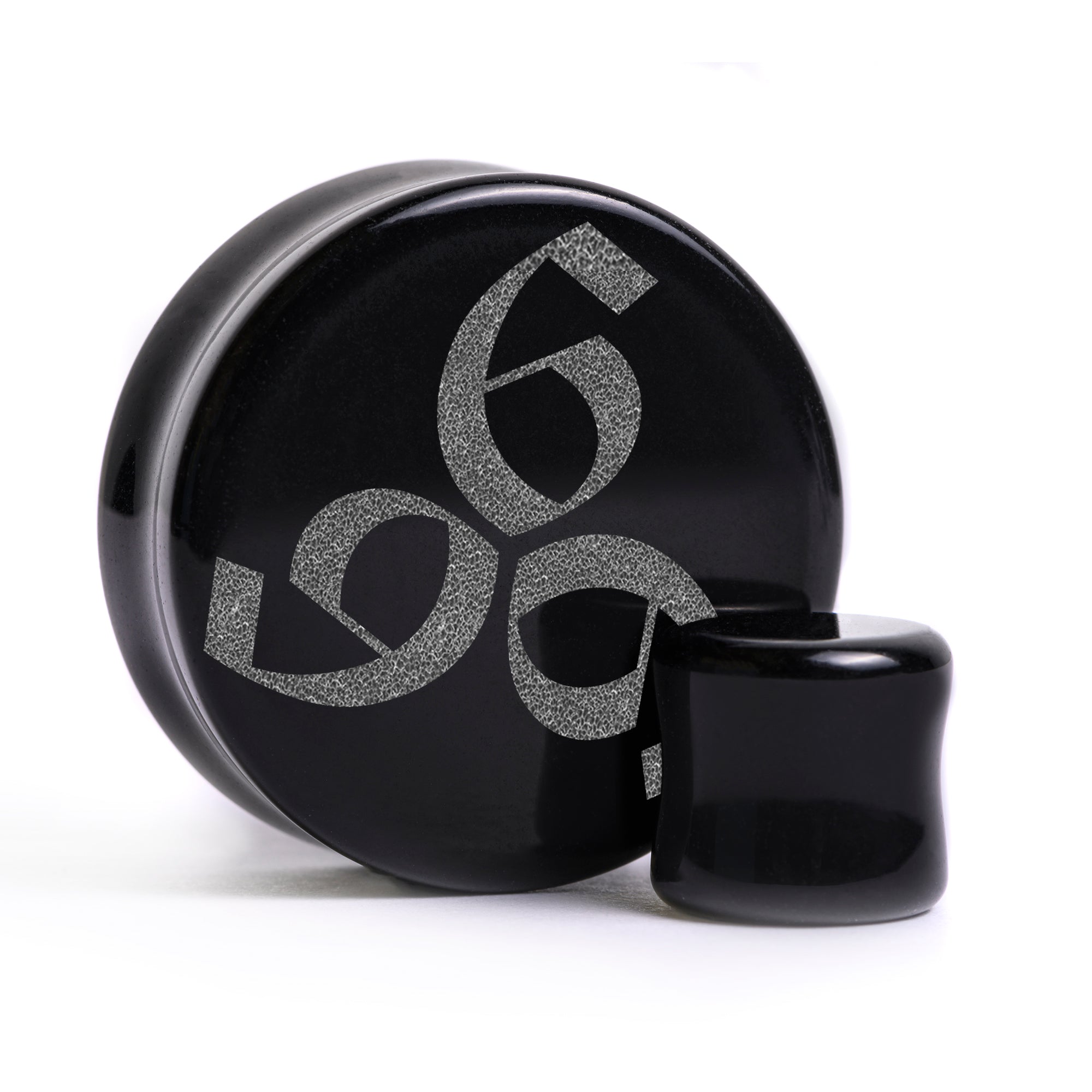 666 Gothic Plug / Gauge - Black Glass | Flat Faced Double Flare