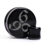 Plug / Gauge 666 gothique - Verre noir | Face plate double évasé
