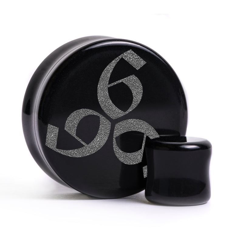 Plug / Gauge 666 gothique - Verre noir | Face plate double évasé