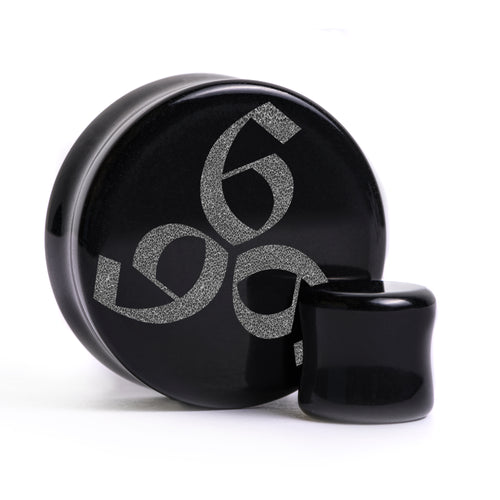 666 Gothic Plug / Gauge - Black Glass | Flat Faced Double Flare