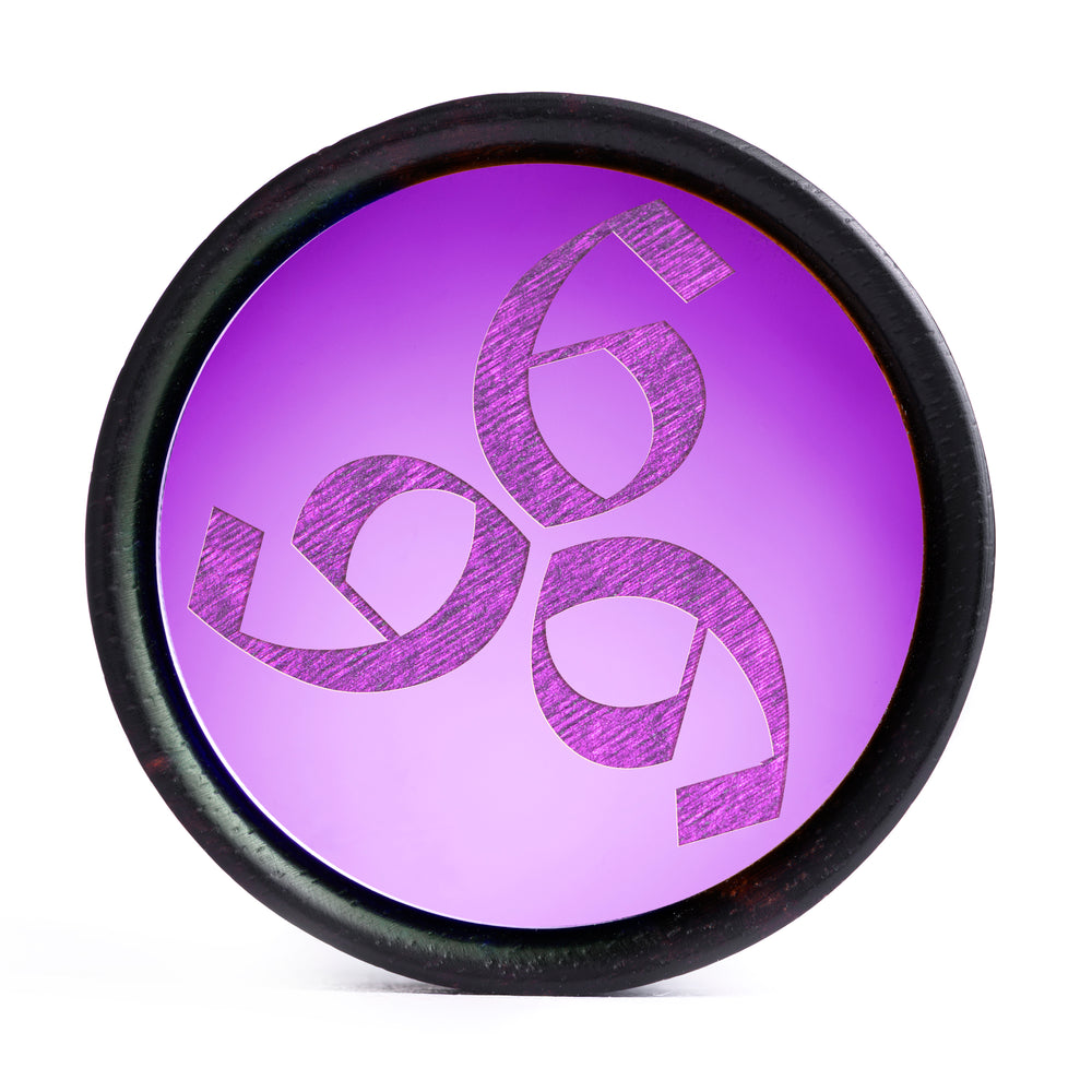 666 Plug / Gauge - Purple Inlay Ebony Wood | Convex Double Flare - Lasered To Order In House At Custom Plugs HQ