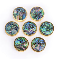 Plug / Gauge d'étirement d'oreille en laiton lourd, incrustation abalone