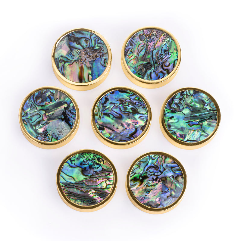 Plug / Gauge d'étirement d'oreille en laiton lourd, incrustation abalone