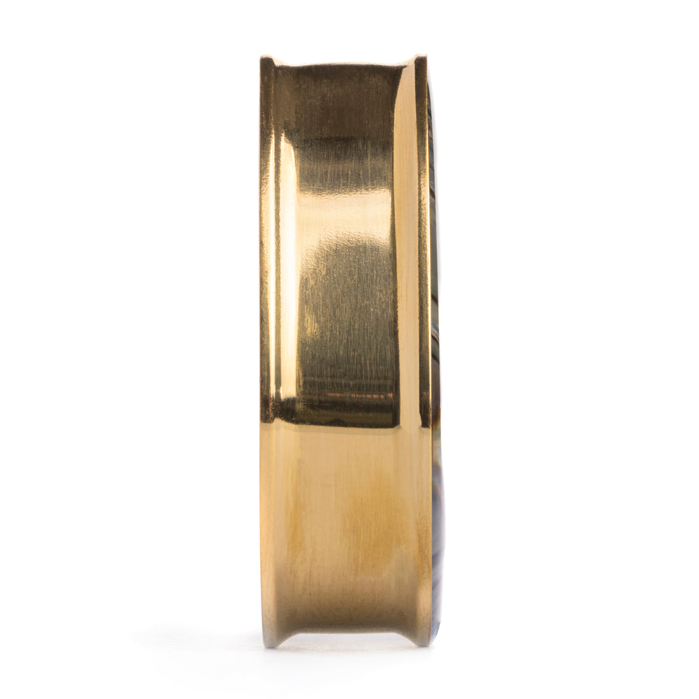 Abalone & Gold Steel Teardrop Plug / gauge