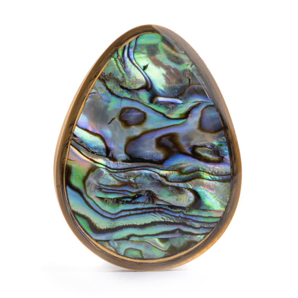Abalone & Gold Steel Teardrop Plug / gauge
