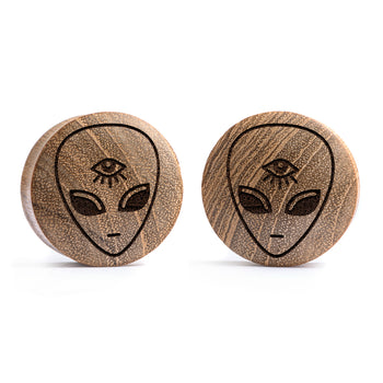 Avocado  Plug / Gauge - Teardrop Crocodile Wood | Flat Faced Double Flare