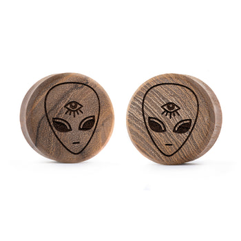 Starburst Mandala Ornamental Tattoo Plug / Gauge - Teak Wood | Convex Double Flare