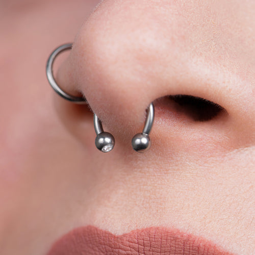 Titanium Internally Threaded Circular Barbell 1.2mm Gauge in Silver with Clear Gems