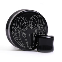 Plug / Gauge Aries zodiaque - Verre noir | Face plate double évasé
