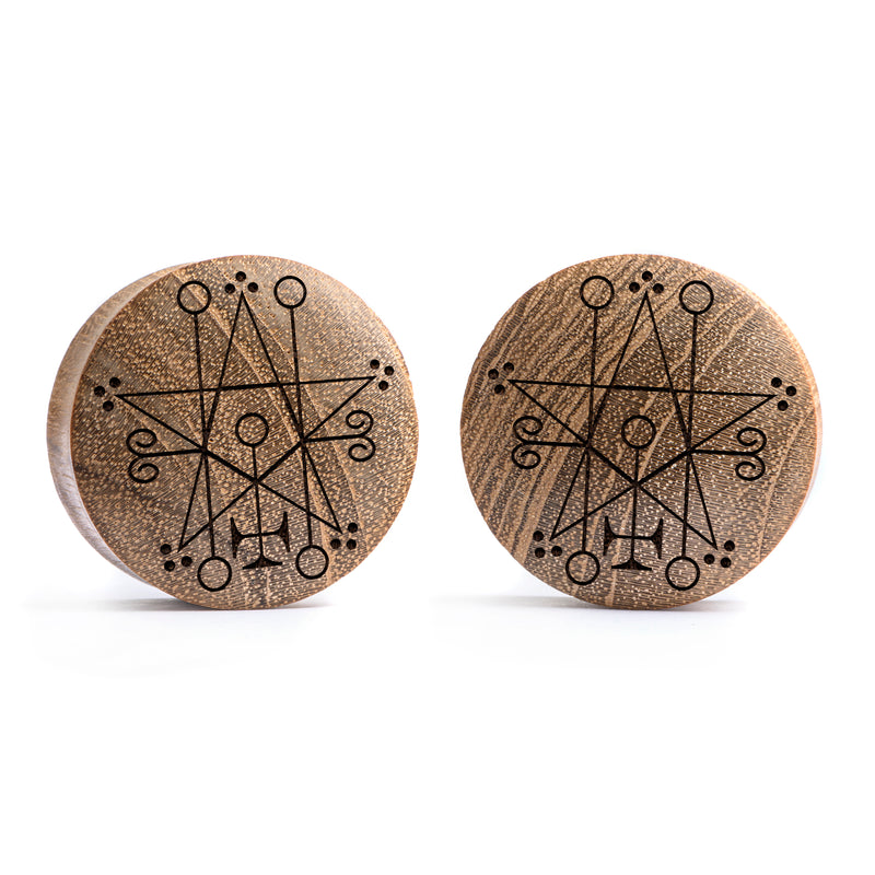 Astaroth Satanic Plug / Jauge - Bois de teck | Double flare convexe