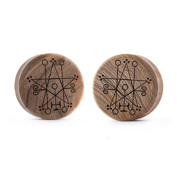Linework Mandala Ornamental Tattoo Plug / Gauge - Crocodile Wood | Convex Double Flare