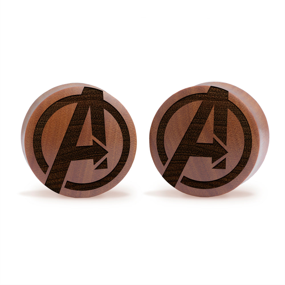 Avengers Plug / Gauge - Saba Wood | Convex Double Flare - Lasered To Order In House At Custom Plugs HQ