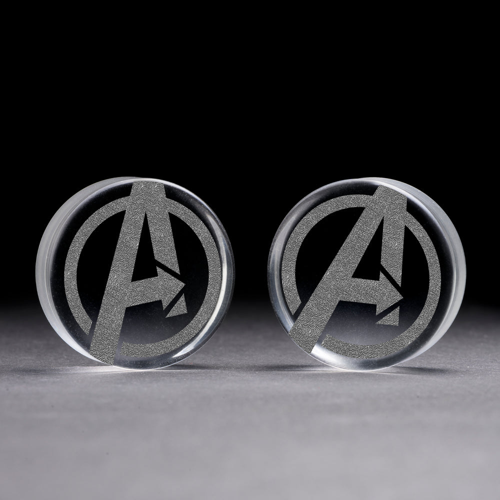 Avengers Plug / gauge - Clear Glass | Doppelaufgeweitet mit flachem Gesicht
