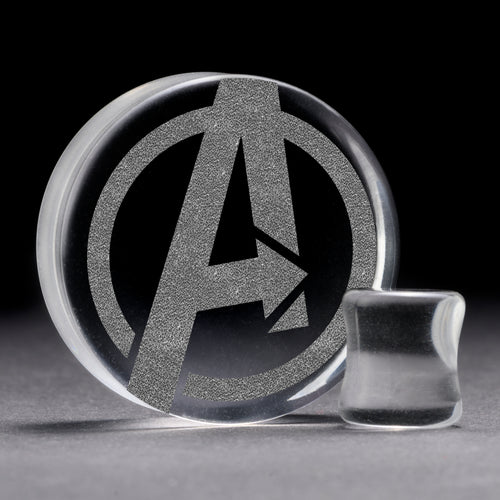 Avengers Plug / gauge - Clear Glass | Doppelaufgeweitet mit flachem Gesicht