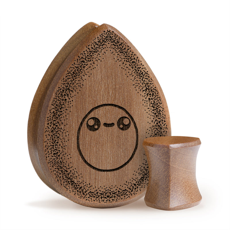 Avocado Plug / Calibre - Goutte en bois de Saba | Double flare à face plate