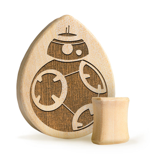 BB8 Plug / Gauge - Tränenkrokodilholz | Doppelaufgeweitet mit flachem Gesicht