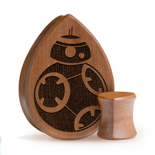 BB8 Plug / Gauge - Teardrop Saba Wood | Flat Faced Double Flare