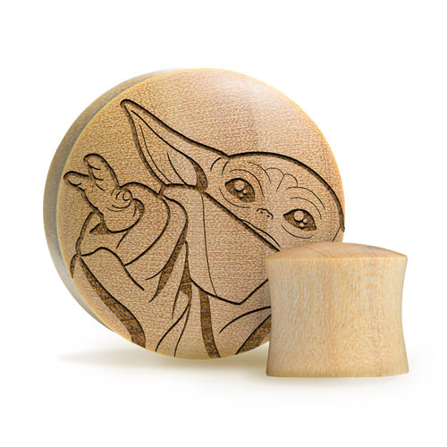 Baby Yoda Plug - Crocodile Wood | Convex Double Flare