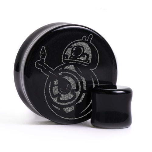 BB8 Plug / Gauge - Schwarzes Glas | Doppelaufgeweitet mit flachem Gesicht