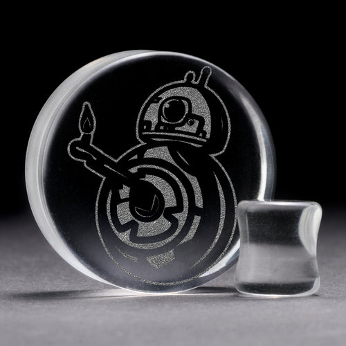 BB8 Plug / Gauge - Clear Glass | Flat Faced Double Flare