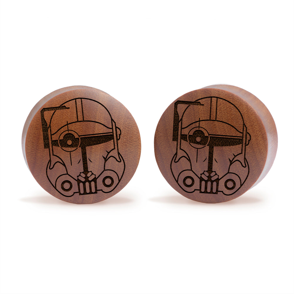 Crosshair Bad Batch Helmet Plug / Gauge - Saba Wood | Convex Double Flare - Lasered To Order In House At Custom Plugs HQ