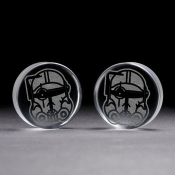 Crosshair Bad Batch Helmet Plug / Gauge - Clear Glass | Flat Faced Double Flare