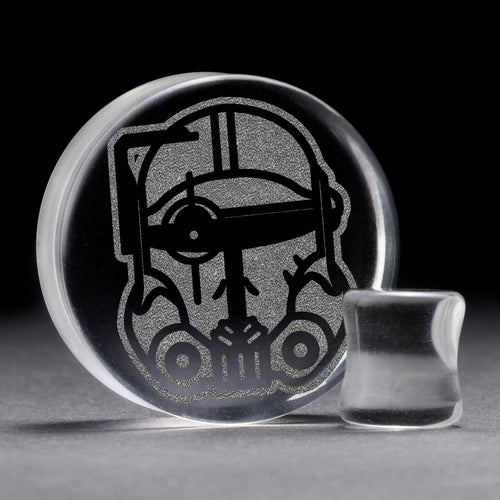 Crosshair Bad Batch Helmet Plug / Gauge - Clear Glass | Flat Faced Double Flare