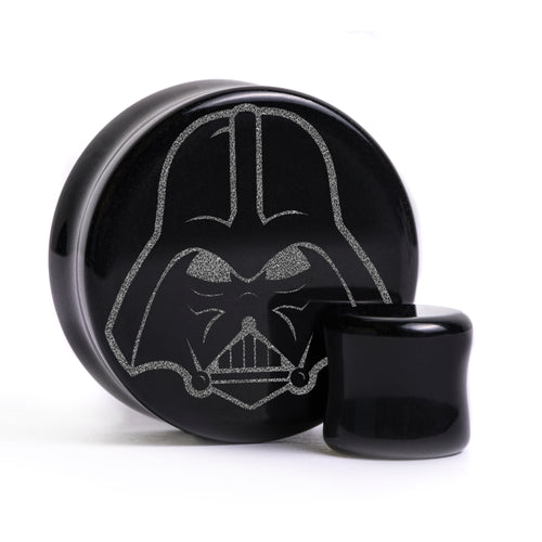 Darth Vader Plug / Gauge - Black Glass | Flat Faced Double Flare