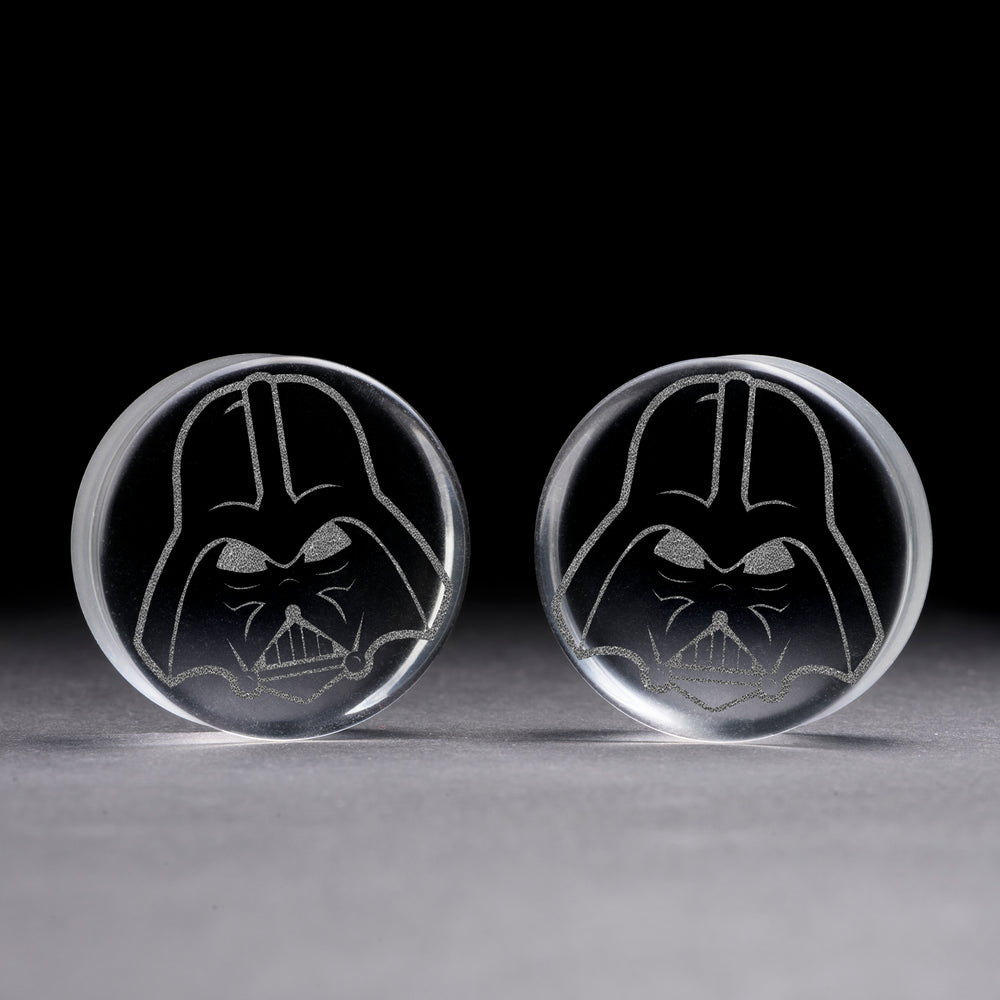 Darth Vader Plug / Gauge - Clear Glass | Doppelaufgeweitet mit flachem Gesicht
