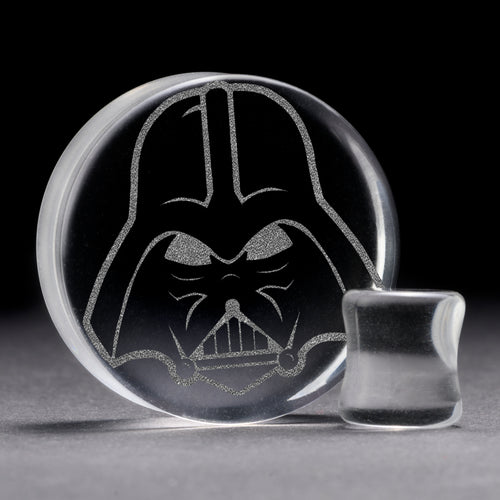 Darth Vader Plug / Gauge - Clear Glass | Flat Faced Double Flare