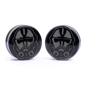 Hunter Bad Batch Helmet Plug / Gauge - Black Glass | Flat Faced Double Flare
