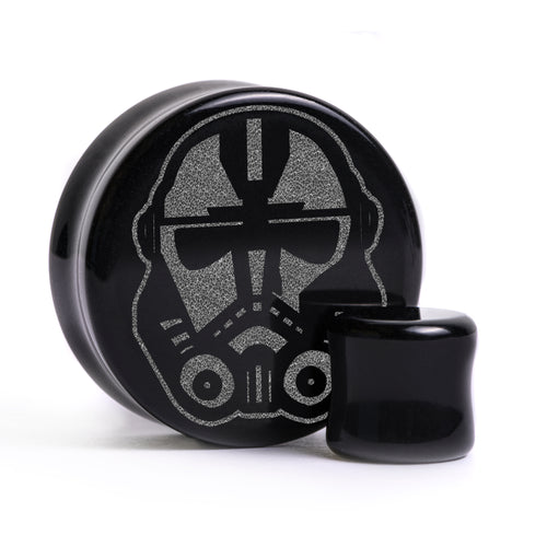 Hunter Bad Batch Helmet Plug / Gauge - Black Glass | Flat Faced Double Flare