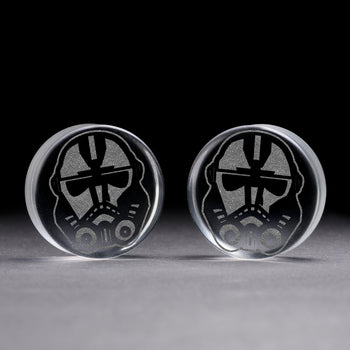 Hunter Bad Batch Helmet Plug / Gauge - Clear Glass | Flat Faced Double Flare