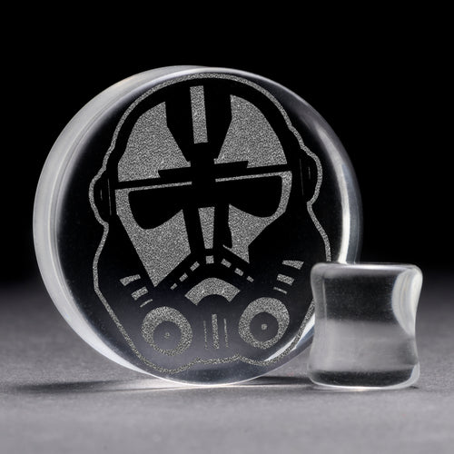 Hunter Bad Batch Helmet Plug / Gauge - Clear Glass | Flat Faced Double Flare