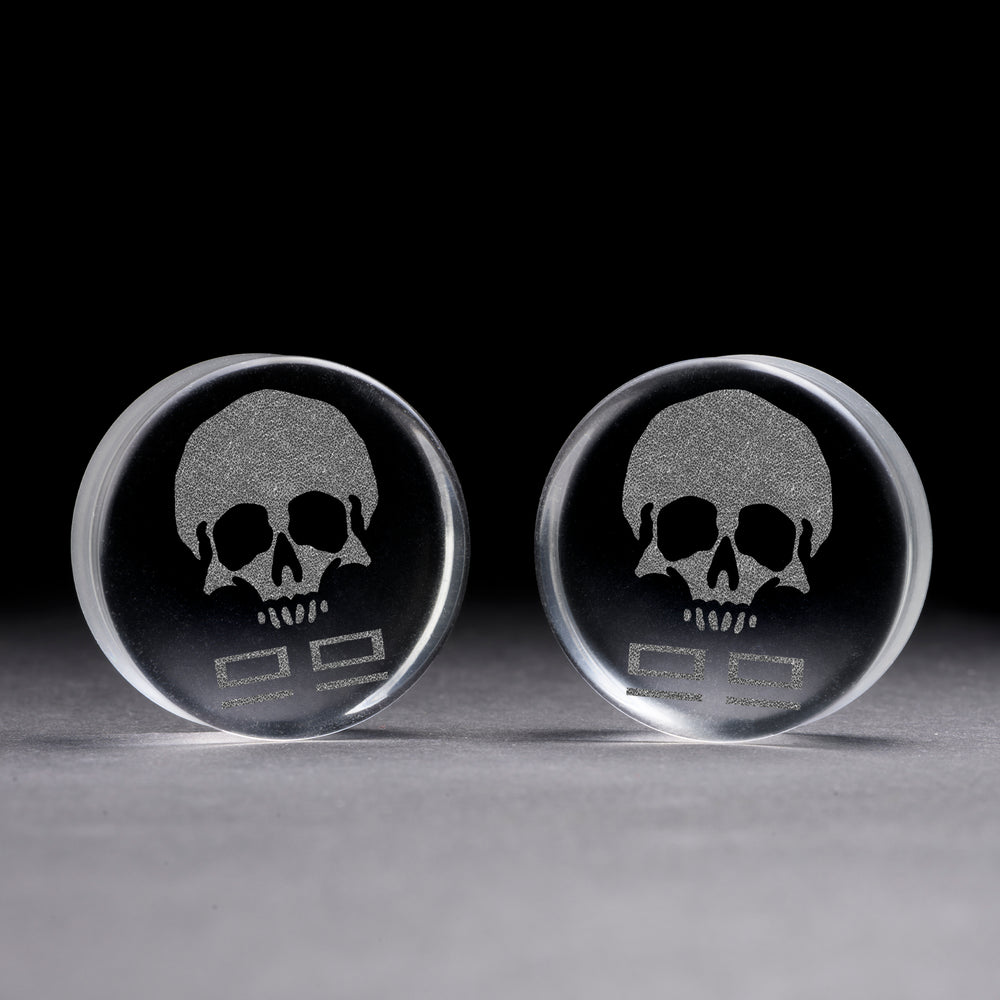 Bad Batch Logo Plug / Gauge - Clear Glass | Flat Faced Double Flare - Lasered To Order In House At Custom Plugs HQ
