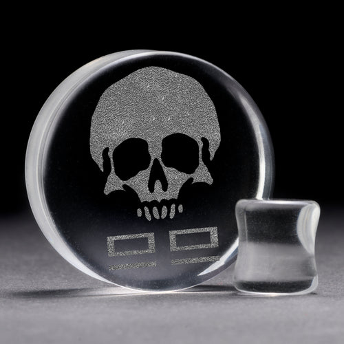 Bad Batch Logo Plug / Gauge - Clear Glass | Flat Faced Double Flare