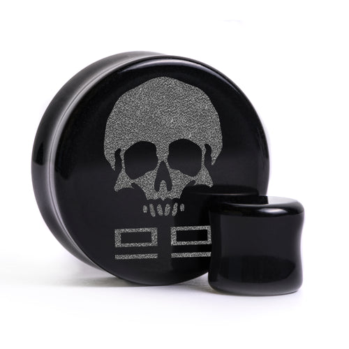 Bad Batch Logo Plug / Gauge - Black Glass | Flat Faced Double Flare