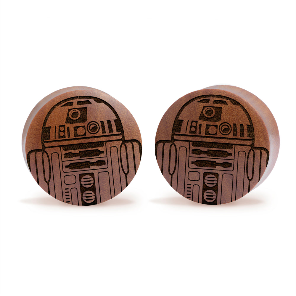 R2D2 Plug / Gauge - Saba Wood | Convex Double Flare - Lasered To Order In House At Custom Plugs HQ