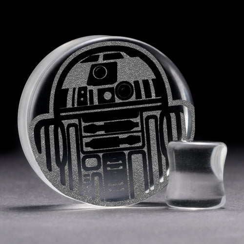 R2D2 Plug / Gauge - Clear Glass | Flat Faced Double Flare