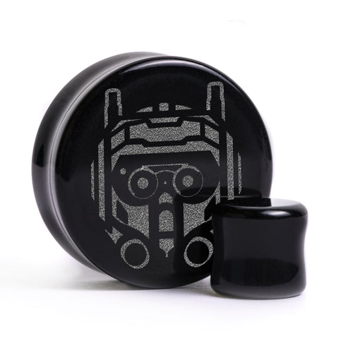 Tech Bad Batch Helmet Plug / Gauge - Black Glass | Flat Faced Double Flare