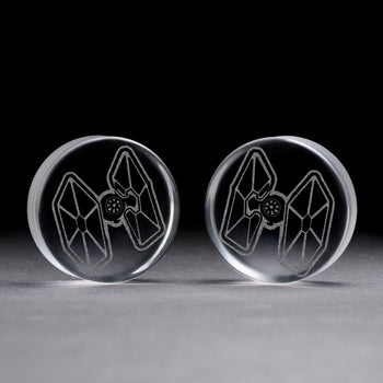 Tie Fighter Plug / Gauge - Clear Glass | Flat Faced Double Flare